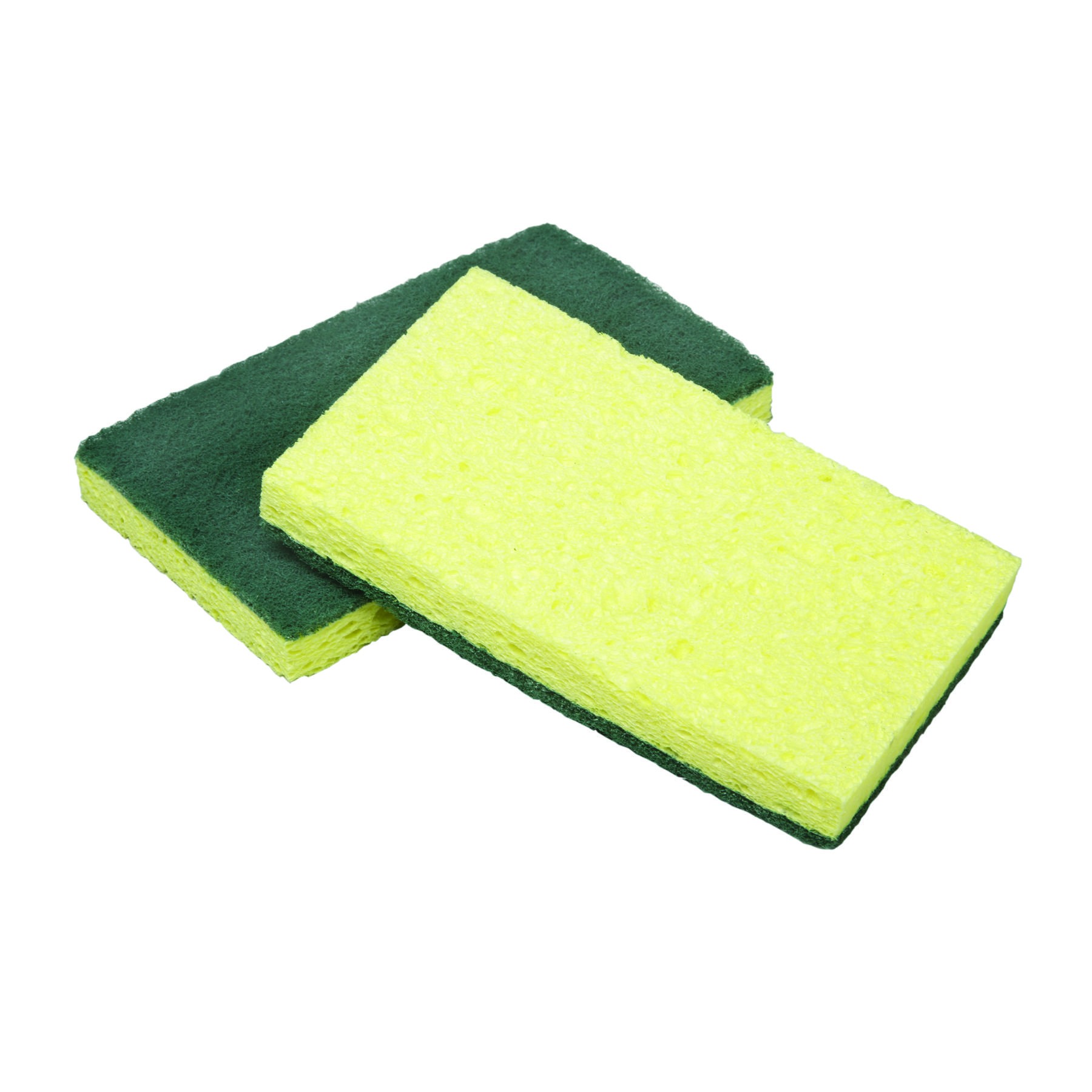 Sponge, Scrubber, Cellulose, Yellow/Green, 6-1/4" x 3-1/4" x 3/4" - 3/PK view 2