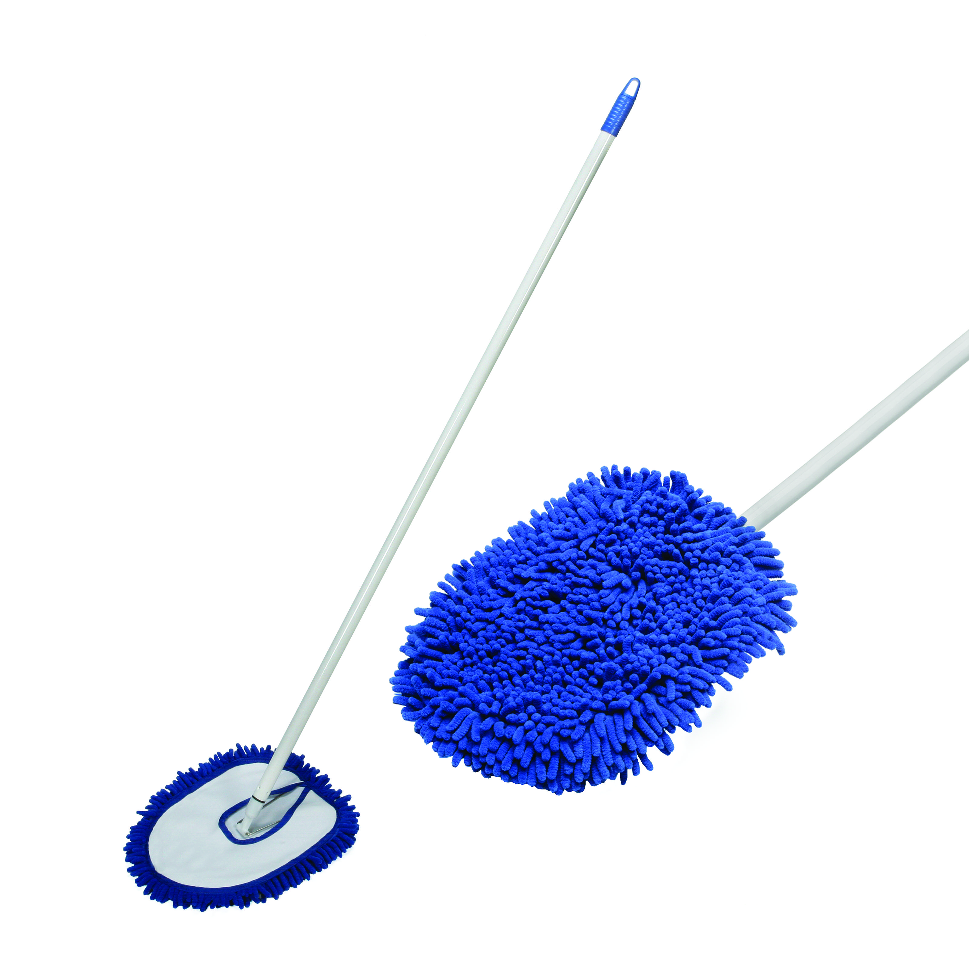 Microfiber Dust Mop w/Handle, White/Dlue, 7/8 x 48 Metal Handle - 13 x 10 Microfiber Head - 6/BX view 2