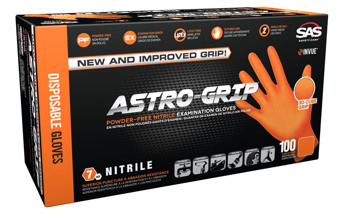 Powder-Free Nitrile Orange Hi-Visibility Glove - 7 mil - Extra Large - 100/BX, Made in USA view 4