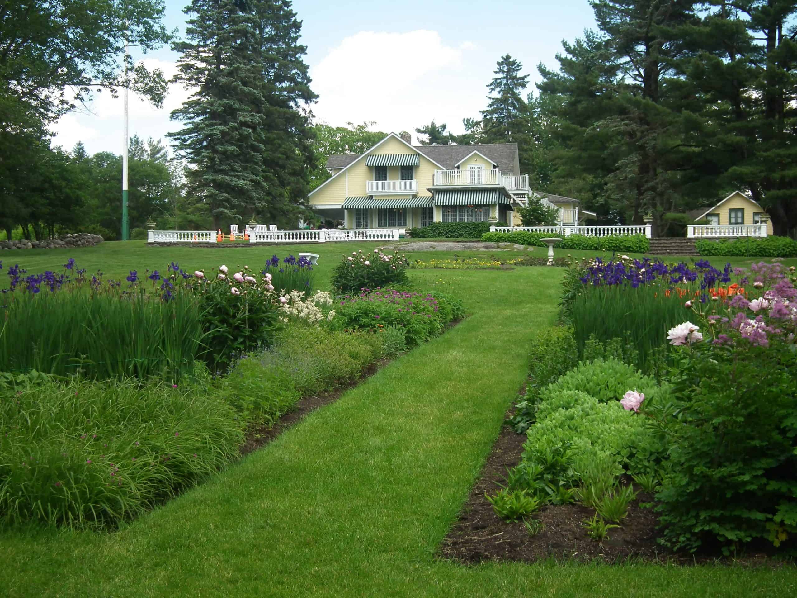 The view from the perennial borders to the Moorside residence.