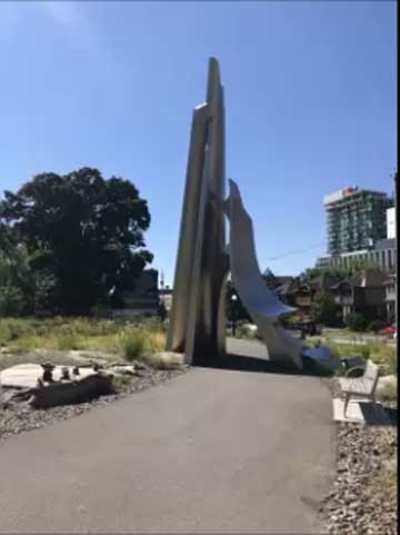 Bill Lishman’s dramatic stainless-steel Iceberg Sculpture at Museum of Nature.