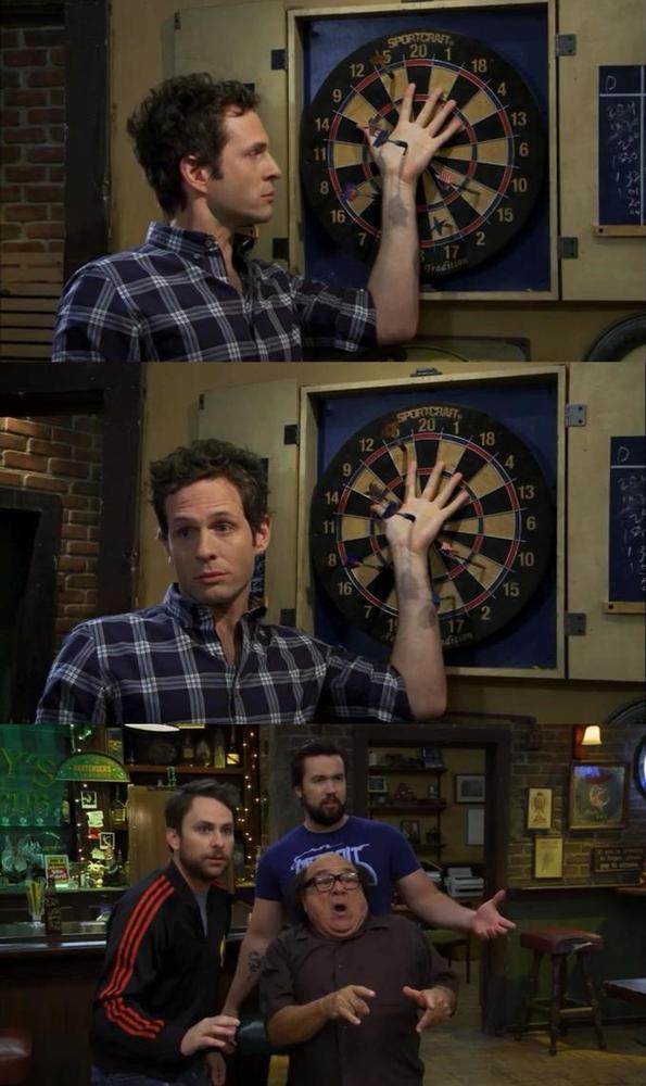 Dennis Reynolds With Dart In Hand Meme Template And Creator