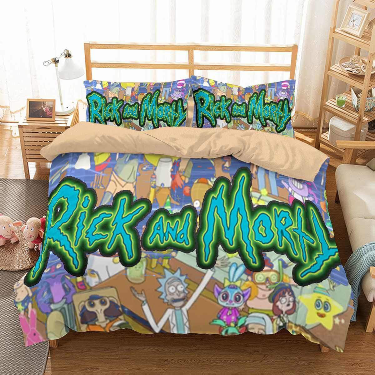 experience a mad scientist with rick and morty duvet cover bedding set 1682876767697