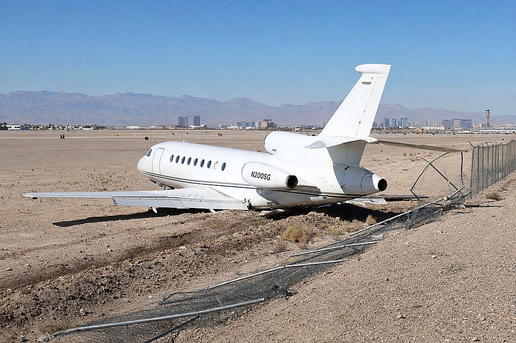 Dassault Falcon 50 N200SG Skids Off Runway at Las Vegas Harry Reid Airport