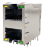 2X1 STACKED CONNECTOR WITH AVAILABLE PORT OPTIONS: CAT5, CAT5e, OR CAT6