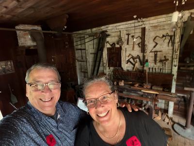 Sauder Village 2026 - Steve and Colleen in the Cabinet Shop
