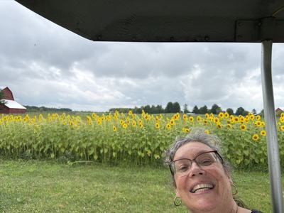 Sauder Village 2026 - Colleen in the sunflowers