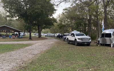 Airstreams parked at the Fall Turkey Rally, Franklin County Park, Brookville, Indiana