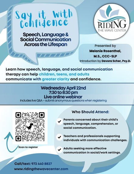 Free Webinar: Say it With Confidence -- Speech, Language, and Social Communication Across the Lifespan