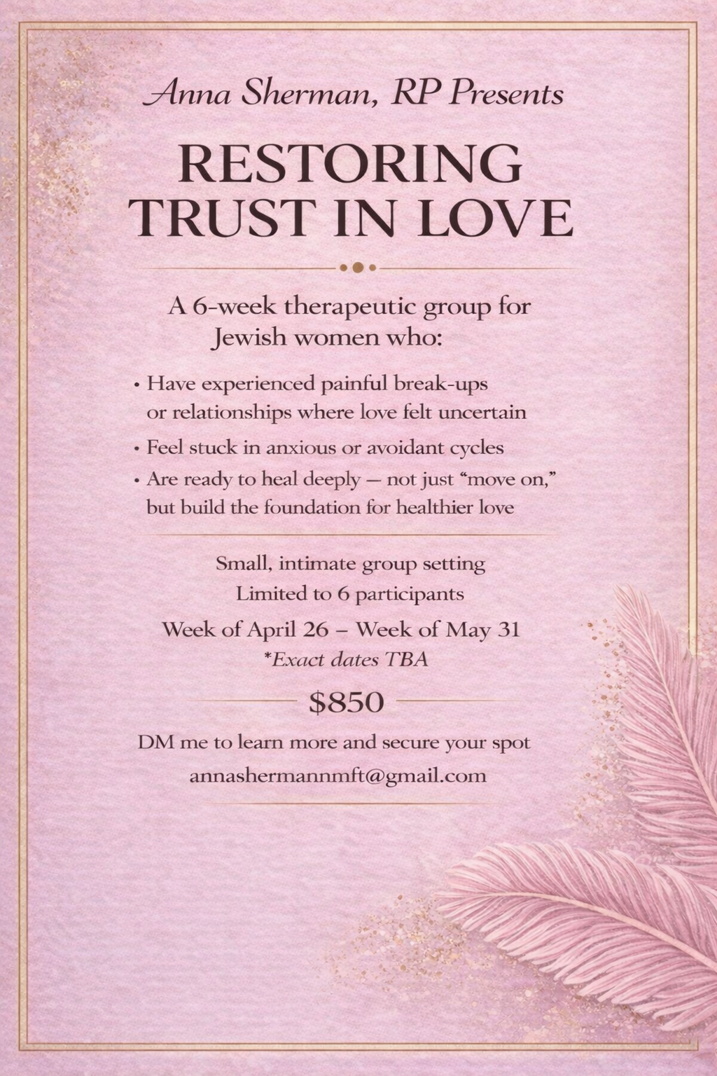 Restoring Trust In Love by Anna Sherman, MFT, Marriage & Family Therapist, MFT, RP, MA