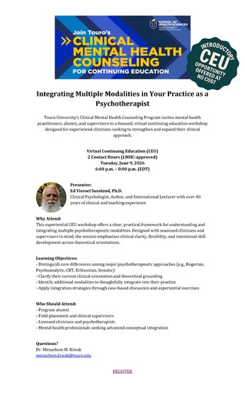Integrating Multiple Modalities in Your Practice as a Psychotherapist