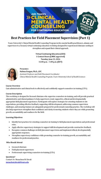 Best Practices for Field Placement Supervision (Part 1)