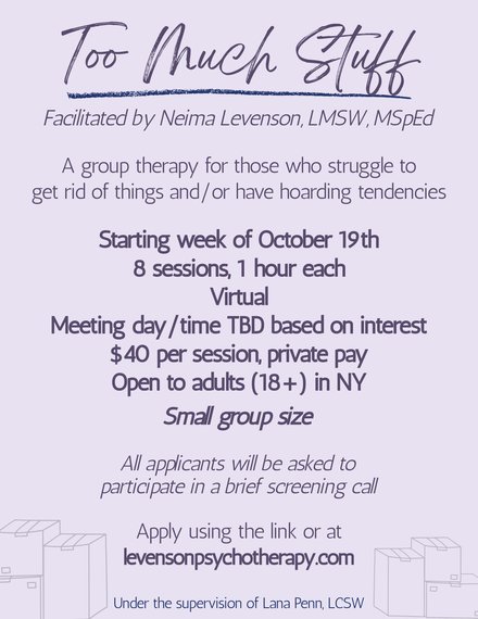 Too Much Stuff group therapy