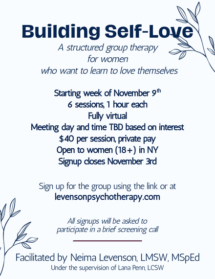 "Building Self-Love" group therapy for women