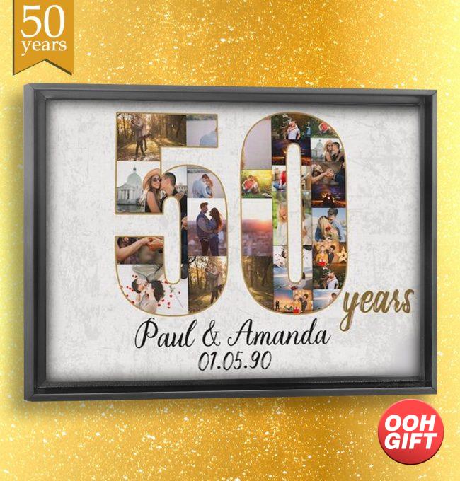 50 Year Anniversary Gift For Parents Custom Collage Photo Canvas, Personalized Wall Art Wedding Anniversary Gift 50 Years Married Gift Wife Husband Present