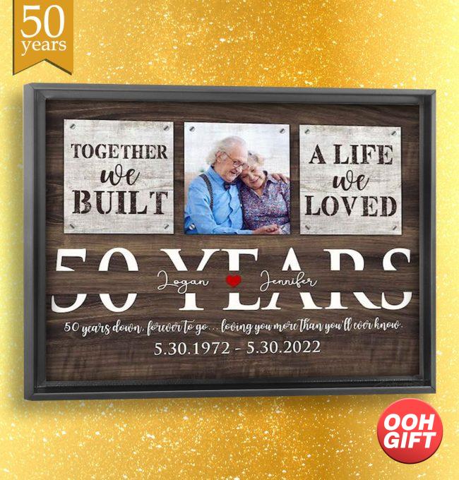 50 Year Anniversary Gift For Parents , Custom Photo Ready To Hang Canvas Valentine Gift, Wedding Engagement Anniversary Gift For Couple