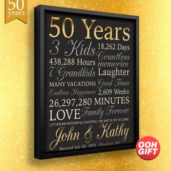 50 Year Anniversary Gift For Parents Personalized Gold Anniversary, 50 Years Wedding Anniversary, Golden Anniversary, Grandparents, Parents, Mom and Dad
