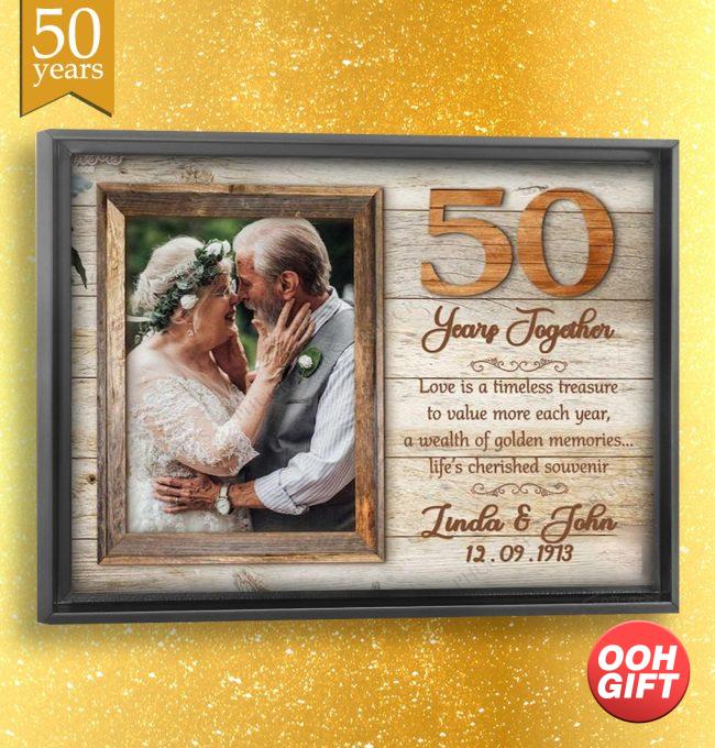 50 Year Anniversary Gift For Parents, Romantic 50th Anniversary Gifts For Parents Canvas Art, Happy Engagement Anniversary Canvas Gift
