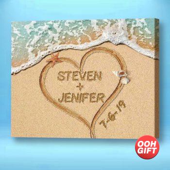Couple Names Written in Sand, Valentine Gifts For Husband, Valentine Gifts For Couple, Anniversary Gift For Wife, Beach House Decor Wall Art 11x14 inches