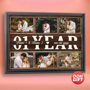 Personalize First Anniversary Gift for Him, First Wedding Anniversary Photo Collage Canvas, One Year Anniversary Gifts for Boyfriend