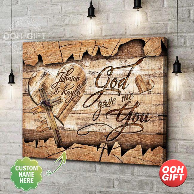 Personalized Valentine Wall Art, Wedding Anniversary Gift For Couple, God Gave Me You Sign