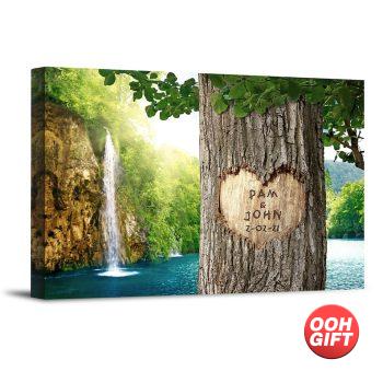 Waterfall in Deep Forest Carved Heart Personalized image 1