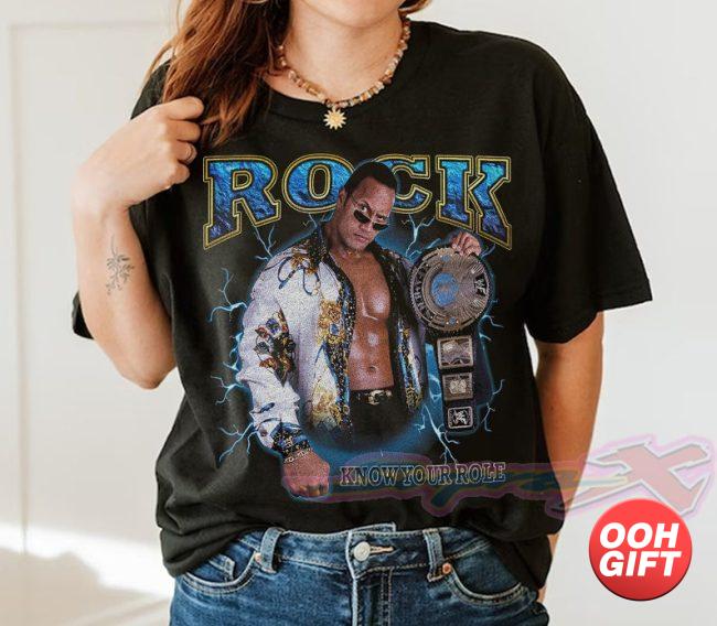 The Rock Vintage Style Shirt Dwayne Johnson Tee Tops Short image 1