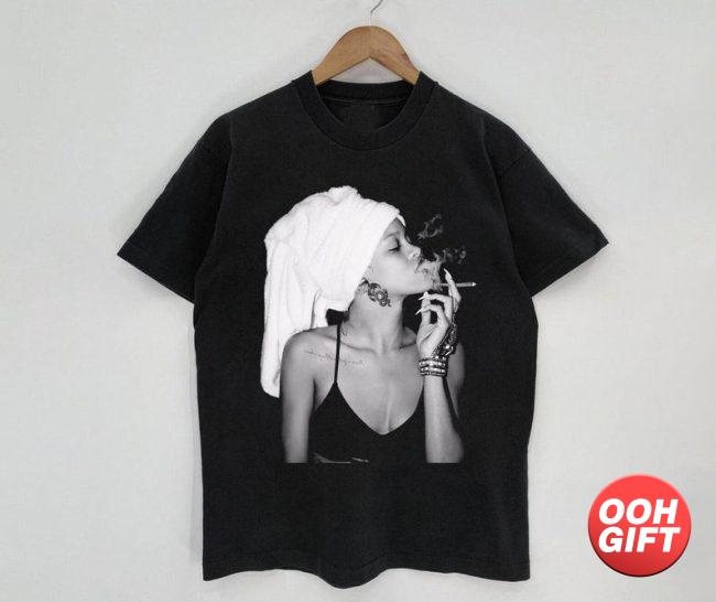 Black And White Singer Rihanna Shirt Rihanna Bad Girl image 1