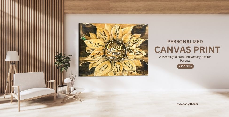 Radiate Love: Personalized Canvas Print for 45th Anniversary
