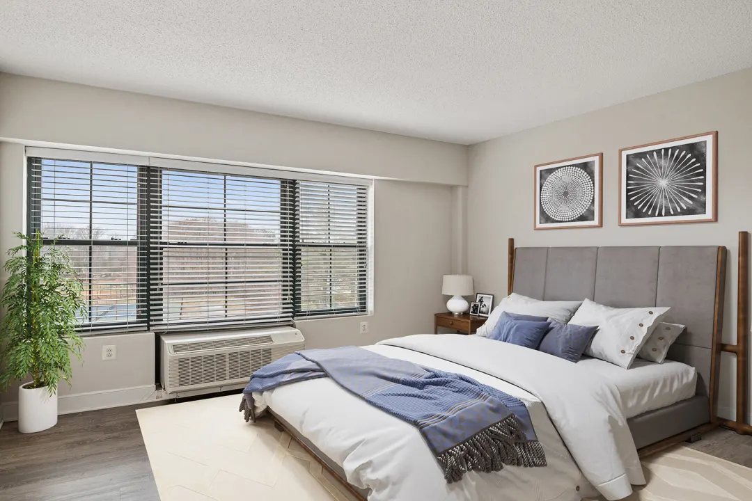 Furnished bedroom in furnished corporate apartment in Bethesda, MD.