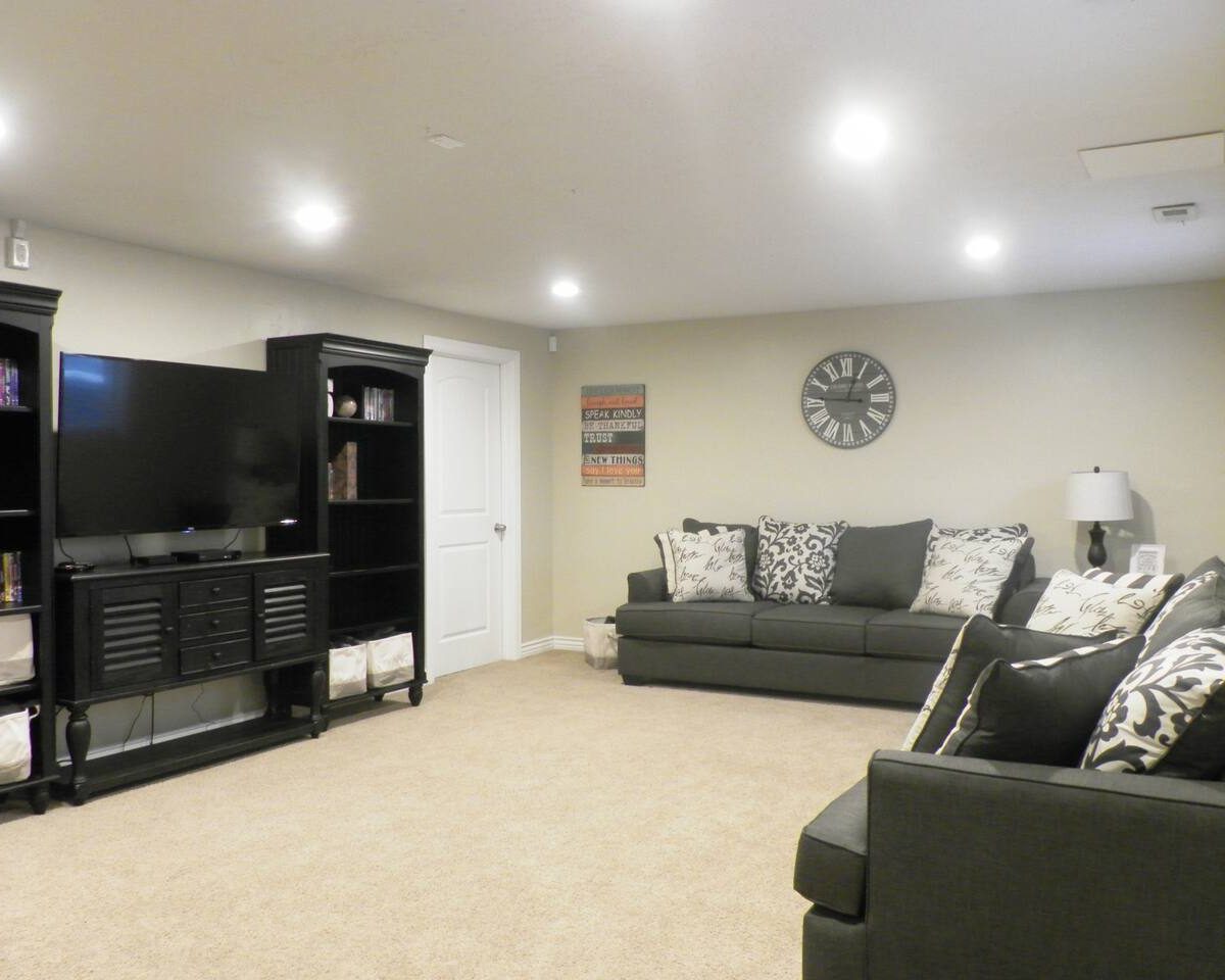 Sofas in furnished family room in furnished home in Sandy Utah.