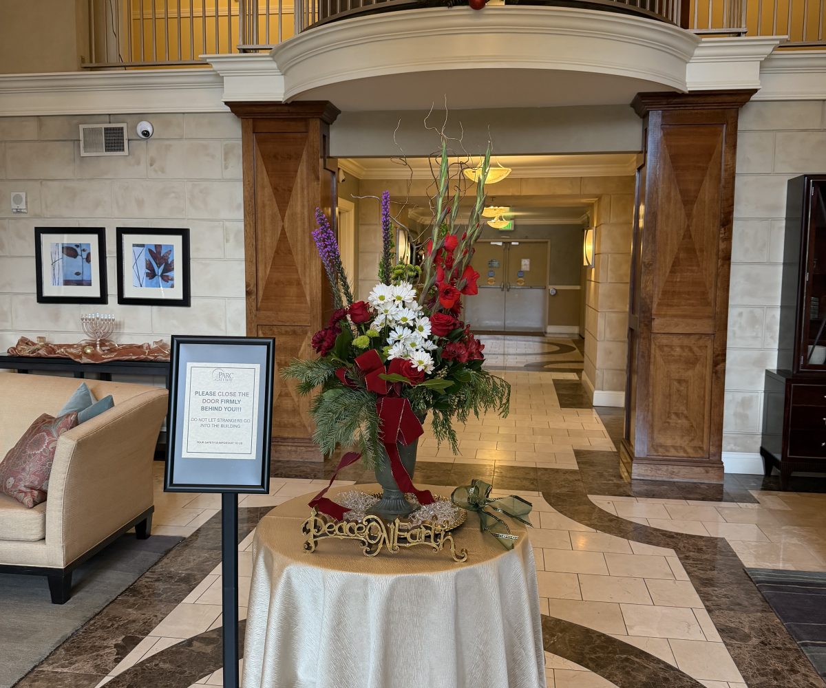 Community lobby at condominium complex in Salt Lake City.
