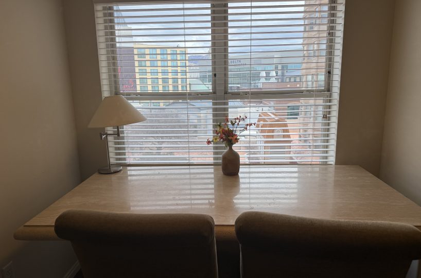 Desk in furnished condo located in Salt Lake City.