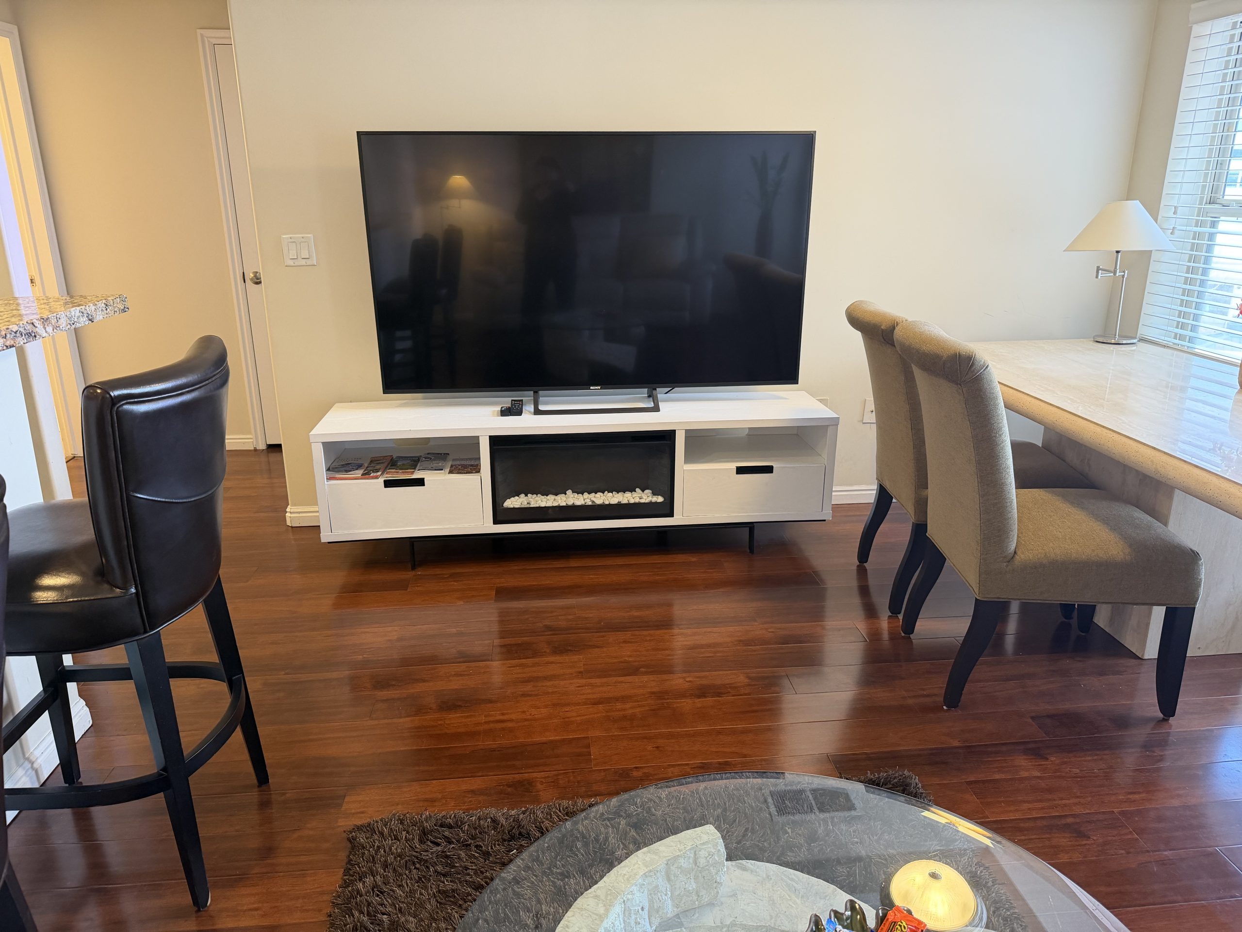 Furnished living room in furnished condo located in Salt Lake City.