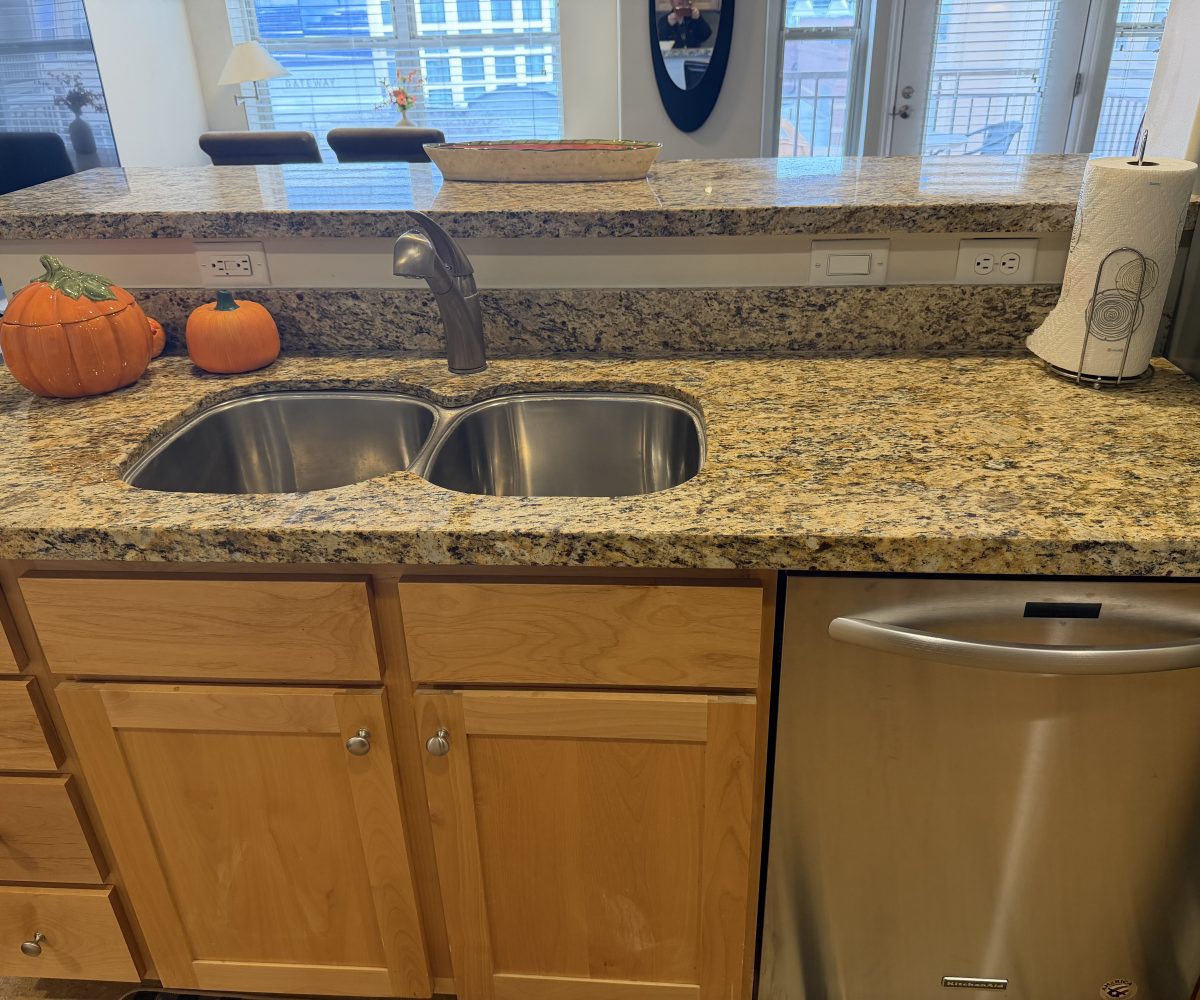 Countertop in furnished condo located in Salt Lake City.