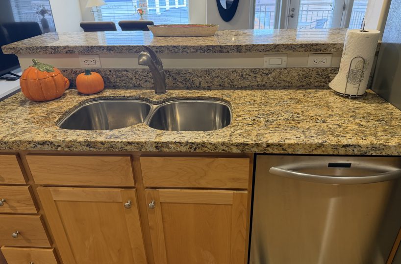 Countertop in furnished condo located in Salt Lake City.