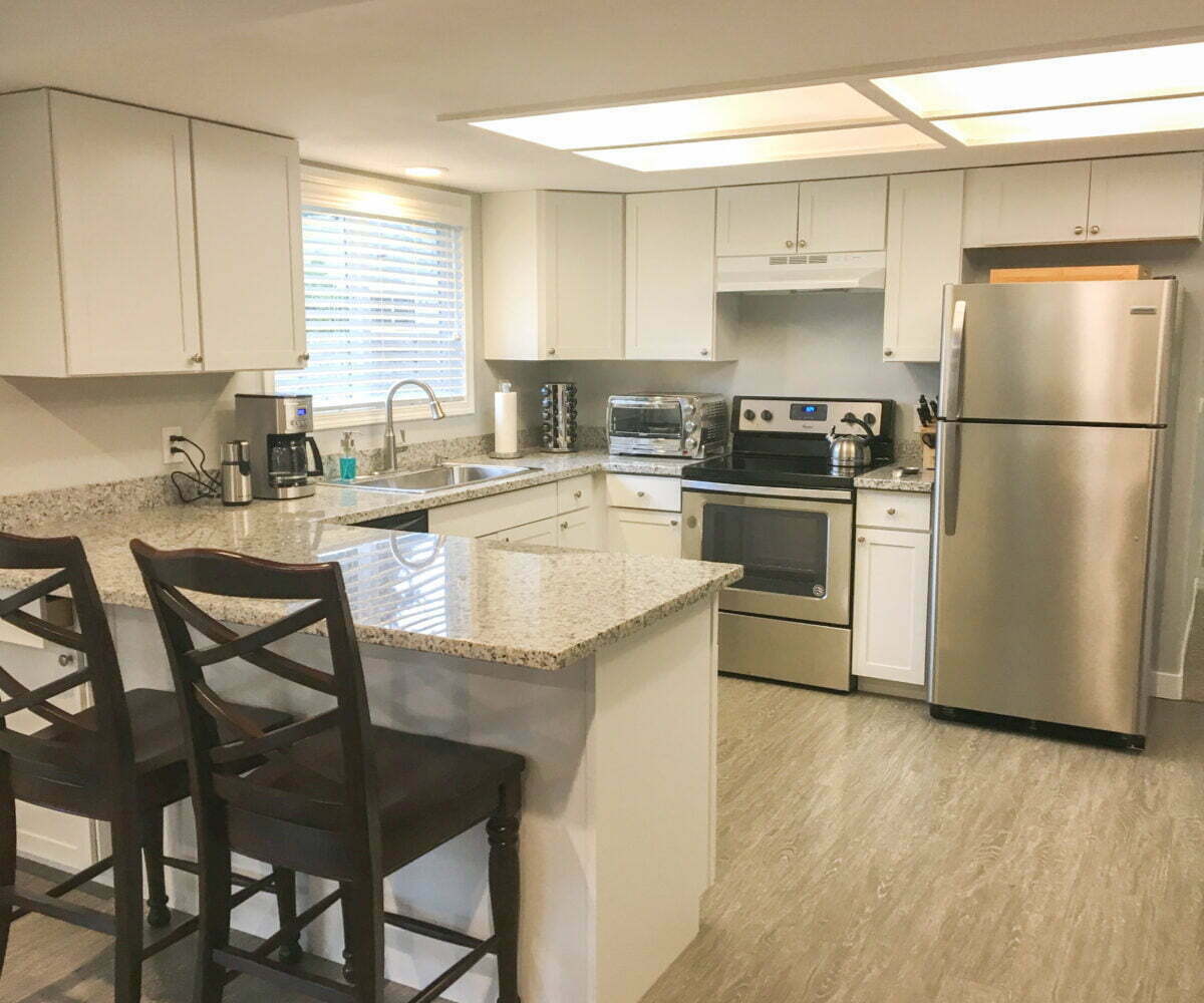 Updated kitchen in three bedroom furnished home in Salem, OR.