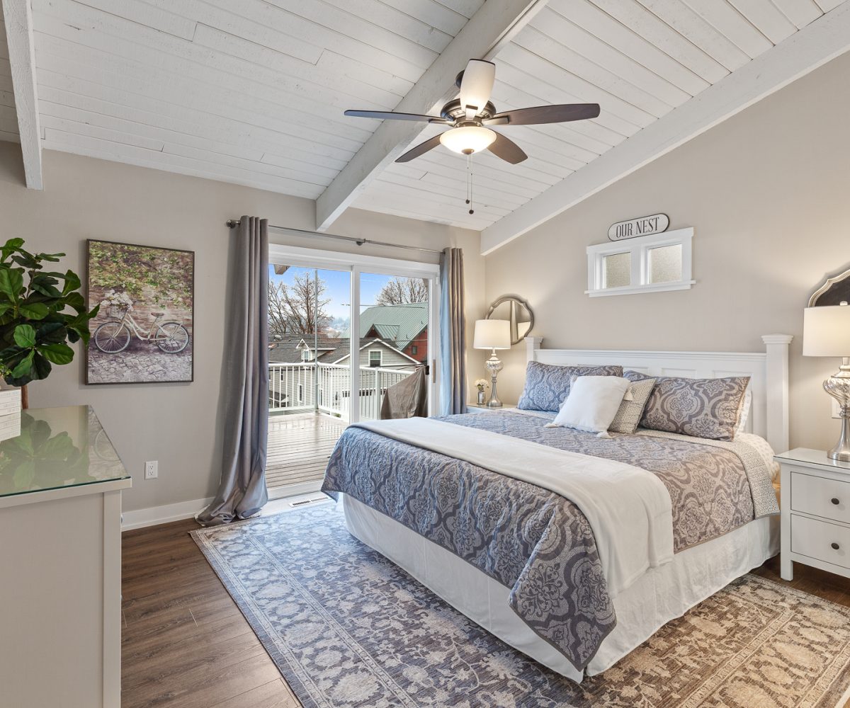 Large master bedroom in furnished home located in Liberty Lake, WA.