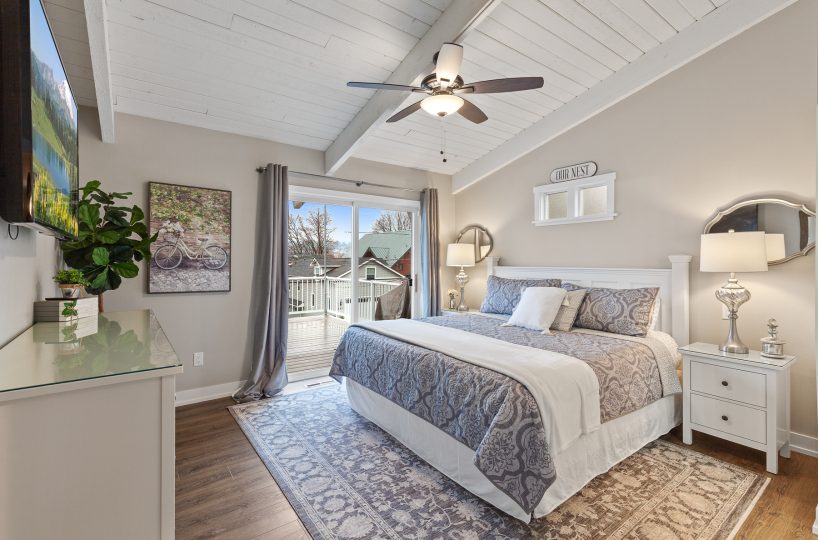 Large master bedroom in furnished home located in Liberty Lake, WA.