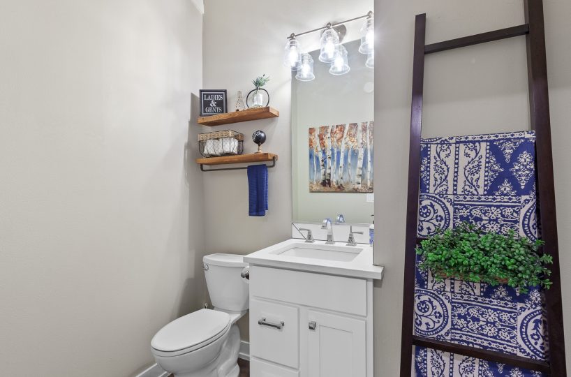 Half bath in furnished home located in Liberty Lake, WA.