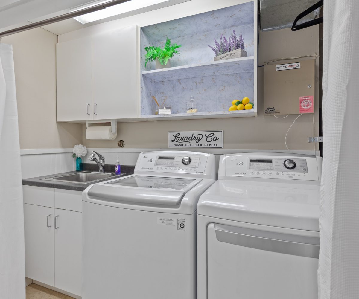 Full size washer and dryer in furnished home located in Liberty Lake, WA.