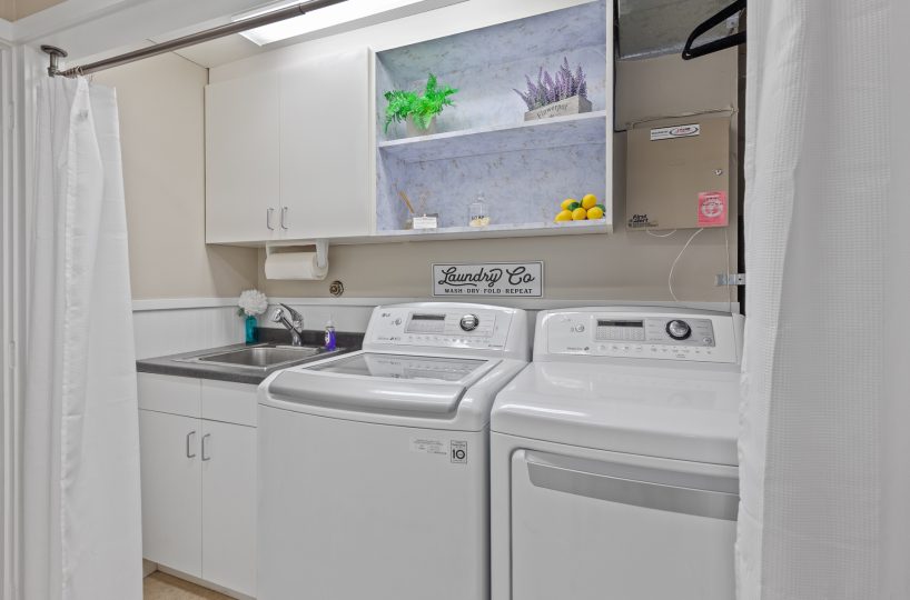 Full size washer and dryer in furnished home located in Liberty Lake, WA.