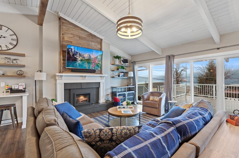 Furnished living room in furnished home located in Liberty Lake, WA.