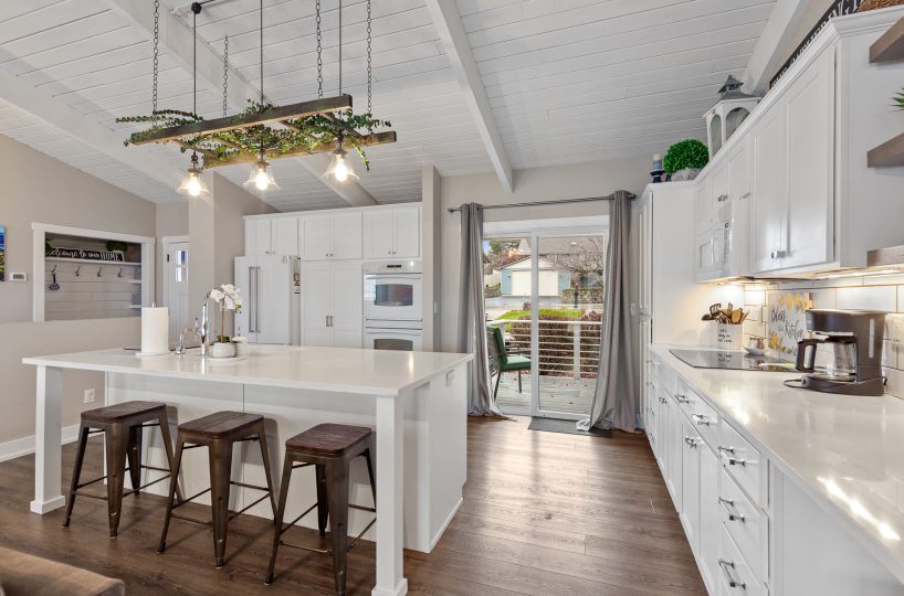 Beautiful modern kitchen in furnished home located in Liberty Lake, WA.