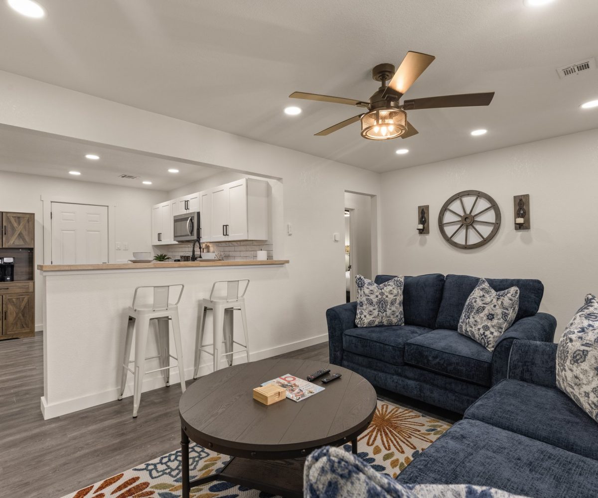 Breakfast bar in furnished home in located in Tulsa, OK.