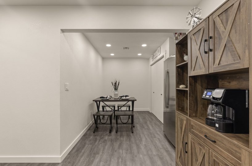 Dining table in furnished home in Tulsa, OK.