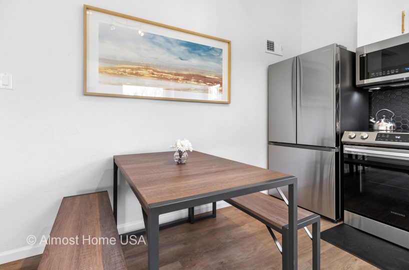 Dining table in furnished home located in Sturgeon Bay, WI.