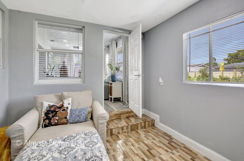 Bedroom in furnished home located in Miami, FL.