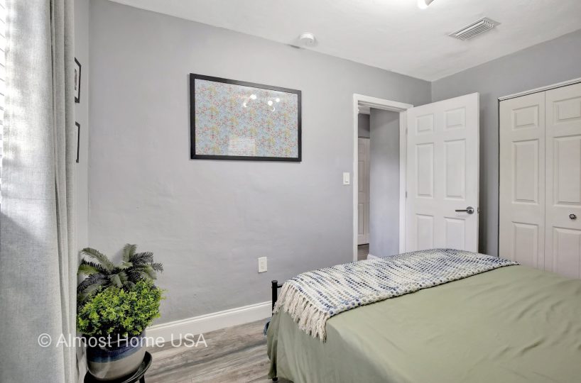 Entry to second bedroom in furnished home located in Miami, FL.