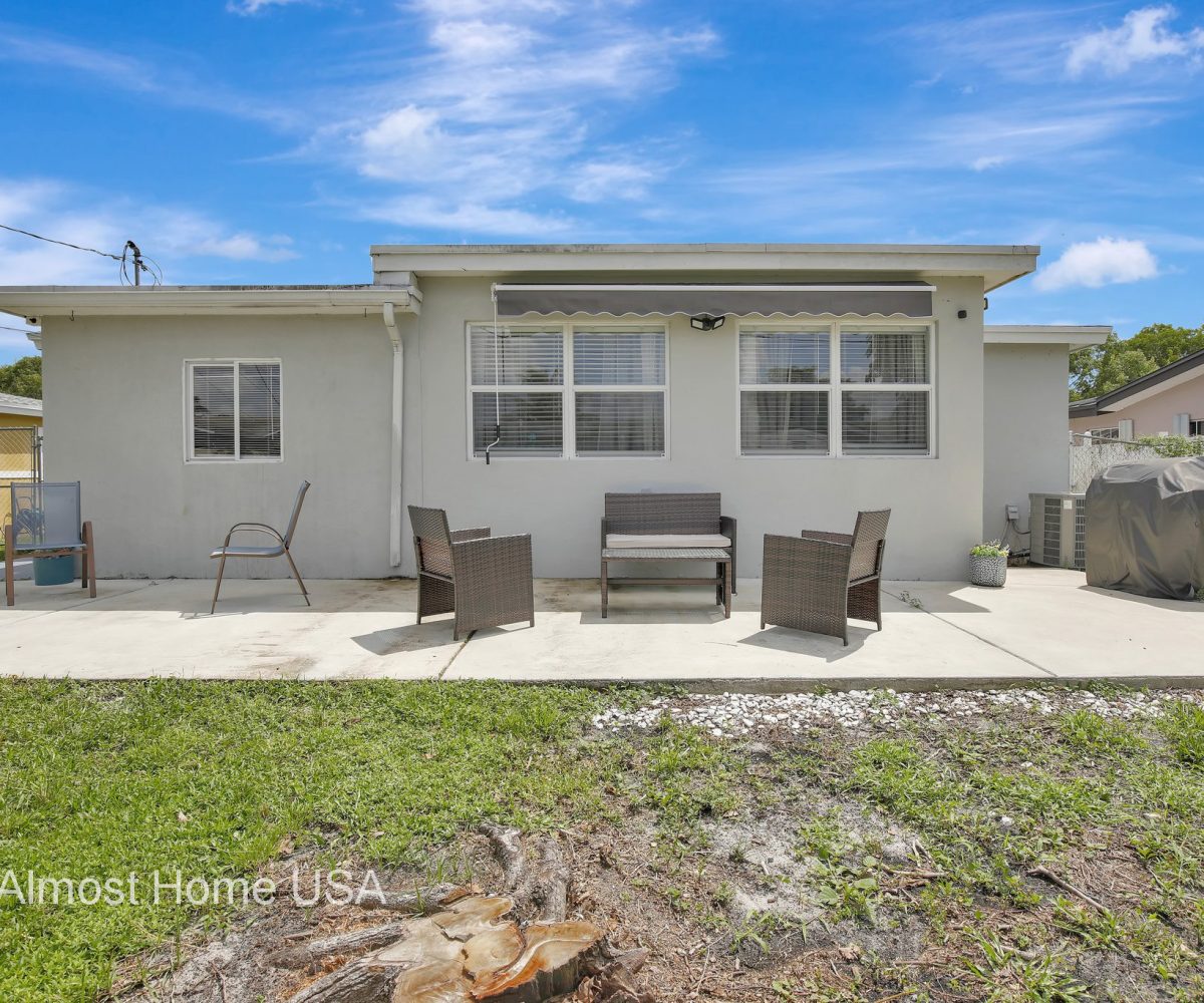 Back patio of furnished home located in Miami, FL.